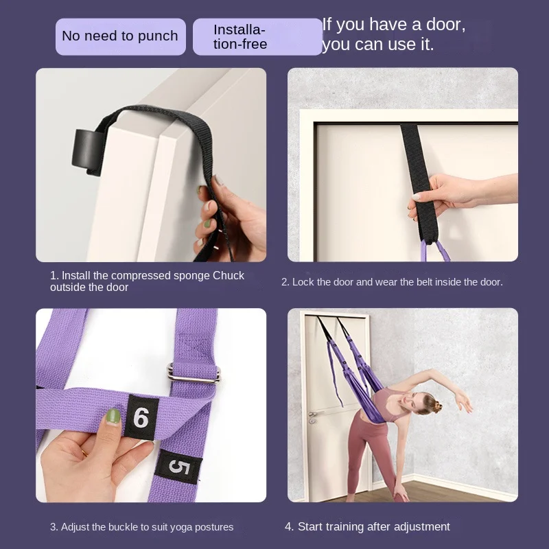 Szelki do jogi powietrznej do użytku domowego, pas do ćwiczeń dolnej części tali, lina do treningu odwróconego, pas do rozciągania jogi do zawieszenia na drzwiach, elastyczny pas.