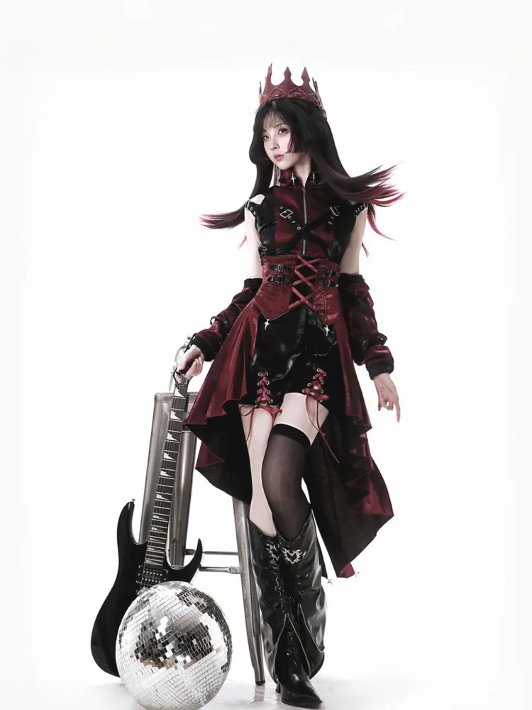 

Dark Gothic punk subculture halter set dress