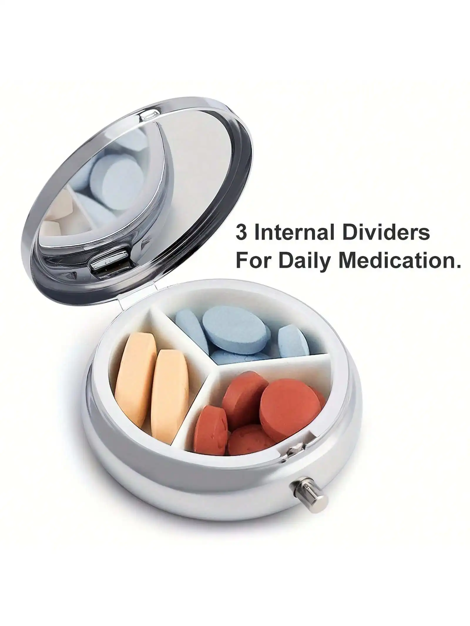 3 Compartment Medicine Pill Organizer, Pill Case For Purse, Travel Portable Pill Box, For Pocket Or Purse Pill Box