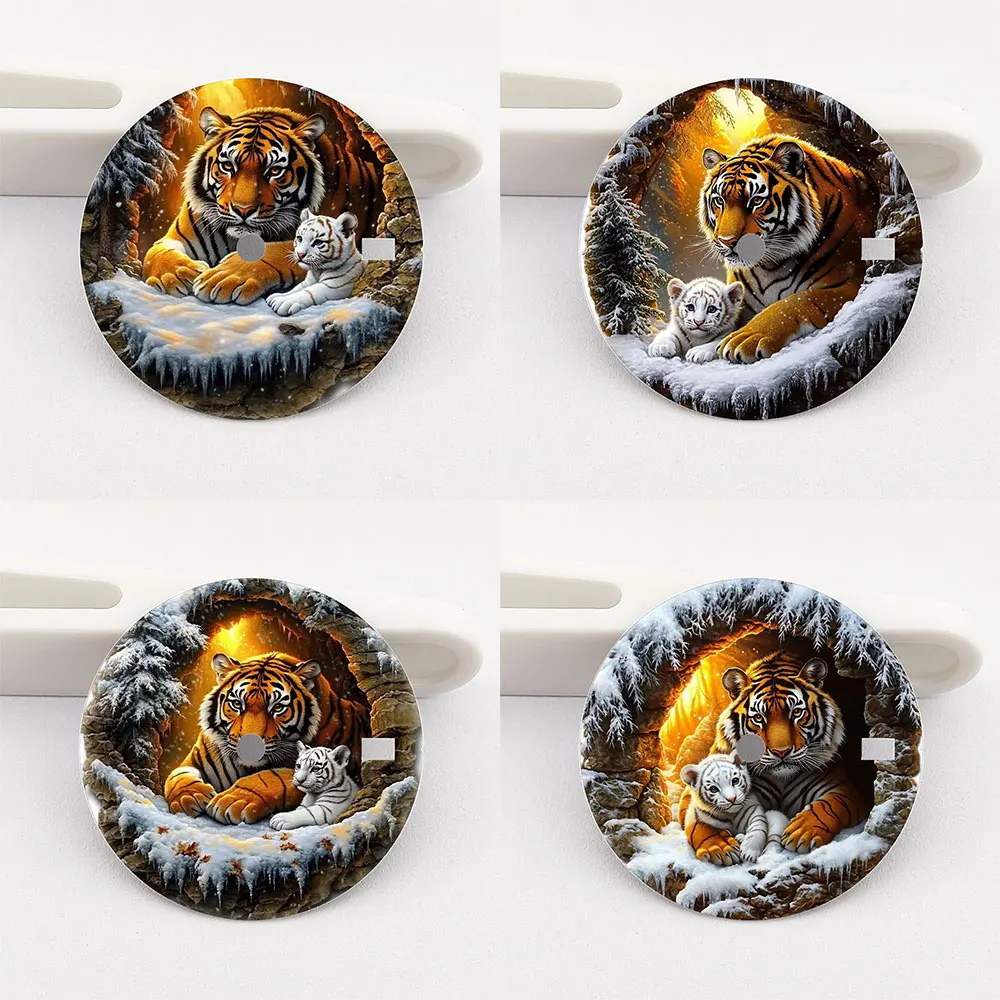 285mmの虎模様の文字盤nh35文字盤クリエイティブカラープリントシリーズ文字盤は、nh35-36ムーブメント時計アクセサリーに適しています。