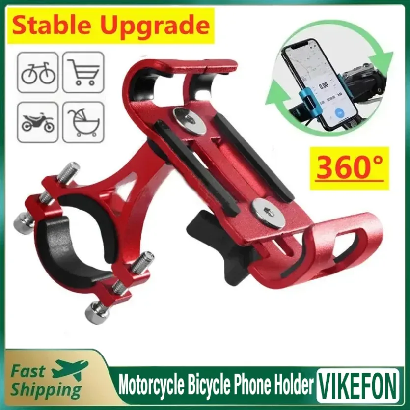 

Metal Motorcycle Bicycle Phone Holder 360 Rotate Aluminum Alloy Anti-slip Bracket Support GPS Clip Bike Phone Stand for iPhone