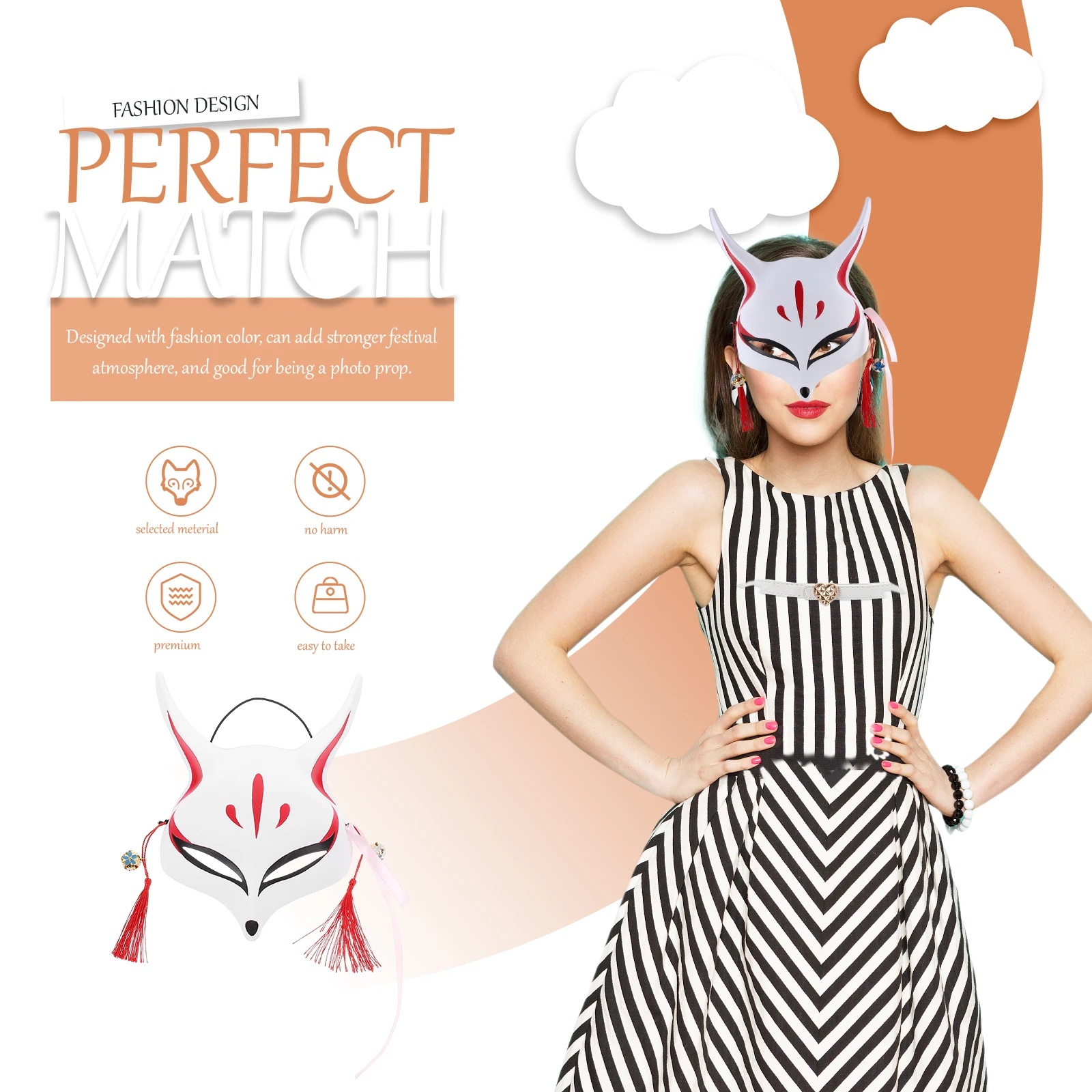 

Fox Mask Cosplay Japanese Clothing Halloween Masks Masquerade for Women Plastic