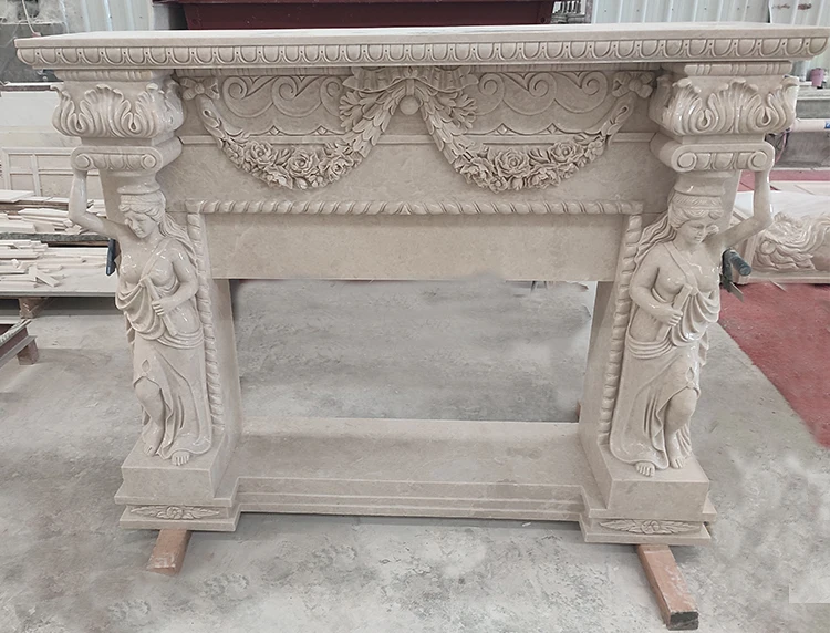 مدفأة منحوتة يدويًا من الرخام الطبيعي بتصميم عصري فاخر للمنزل، مواقد كهربائية قائمة بذاتها #6