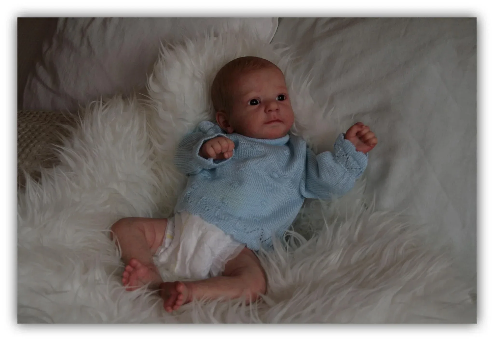 NPK 19inch Soft Body Reborn Baby Doll Felicia Same as Picture Lifelike Soft Touch Newborn 3D Skin Hand-Draw Hair Visible