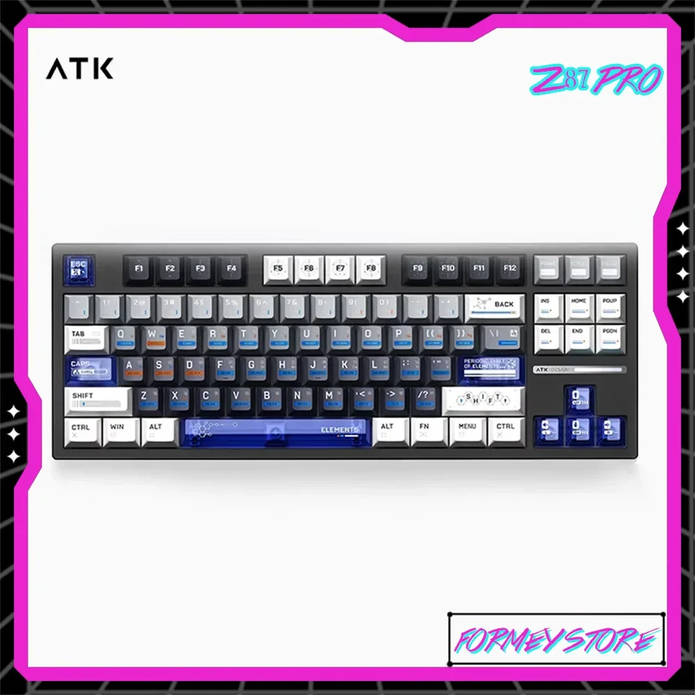 ATK Z87 Pro Game Keyboard 87Keys Tri-Mode Keyboard Semi Aluminum Alloy Customized Mechanical Rgb Hybrid Light Hot Plug Keyboards