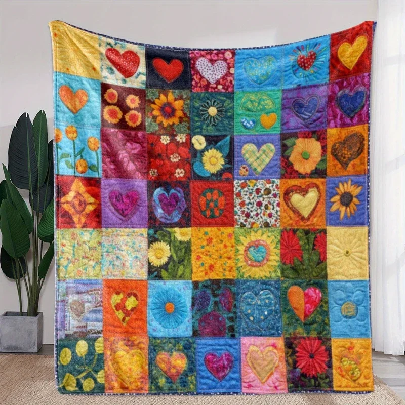 Soft Warm Flannel Throw Blanket with Vibrant Floral Patterns for Couch Bed Car Office Camping Travel  AllSeason Use Ideal Gift