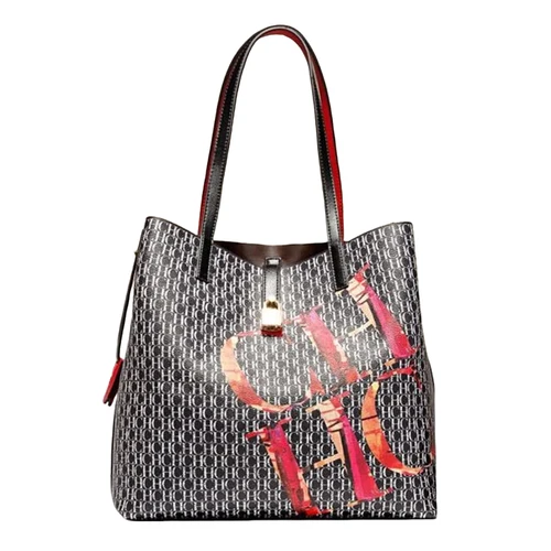 Imagen 2 del producto CH-Bolso cruzado para mujer, estilo clásico de temperamento, bolso de hombro con estampado de letras de alta calidad, bolso de mano de gran capacidad