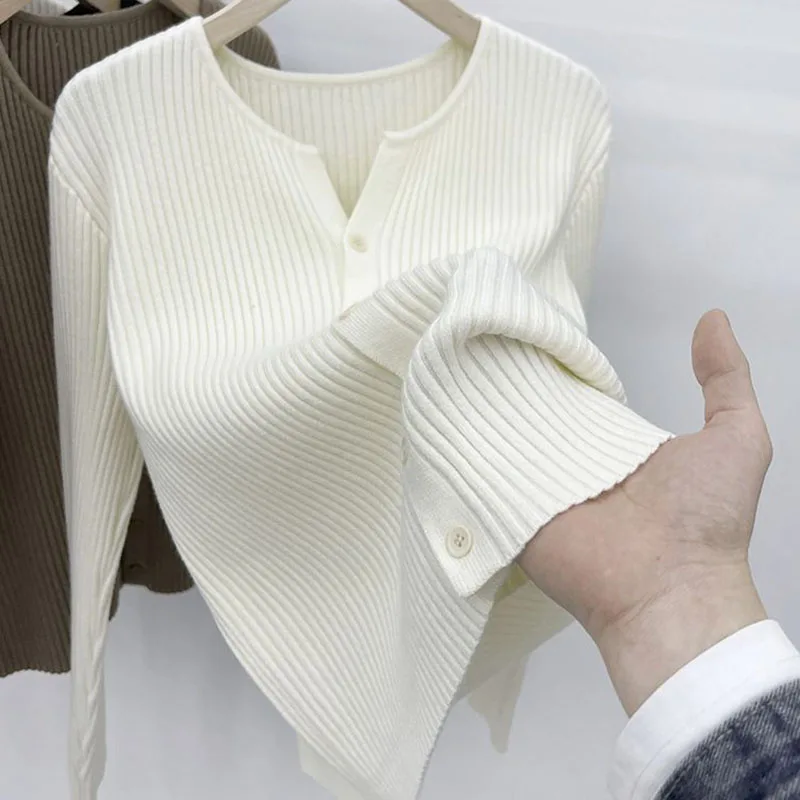 

French Female Pullover Knitted Sweater Coat Spring Women Loose Fit Jumper Knitwear Jacket Retro Style Ladies Knitted Outerwear