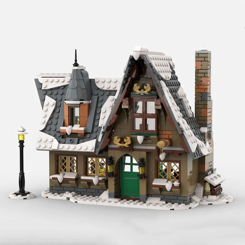 702pcsMOC Modular Building The Stuffed Stocking (a Winter Village Inn) Creative Street View Model Building Block Building Gift