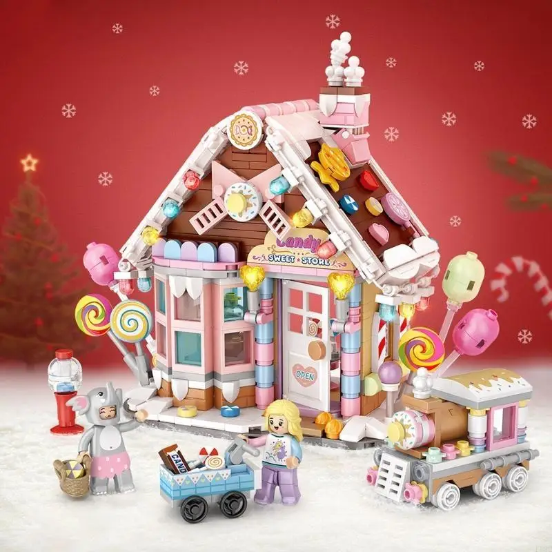 

F62d Kids Construction Blocks STEM Игрушка реалистичный магазин Lollipop Смешное подарок