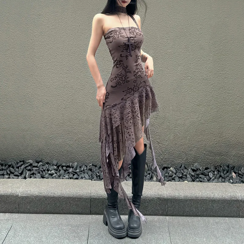 

European and American Style Summer New Women's Clothing Solid Color Slim Fit High Waist Fashion off-Neck Tube Top Dress Women