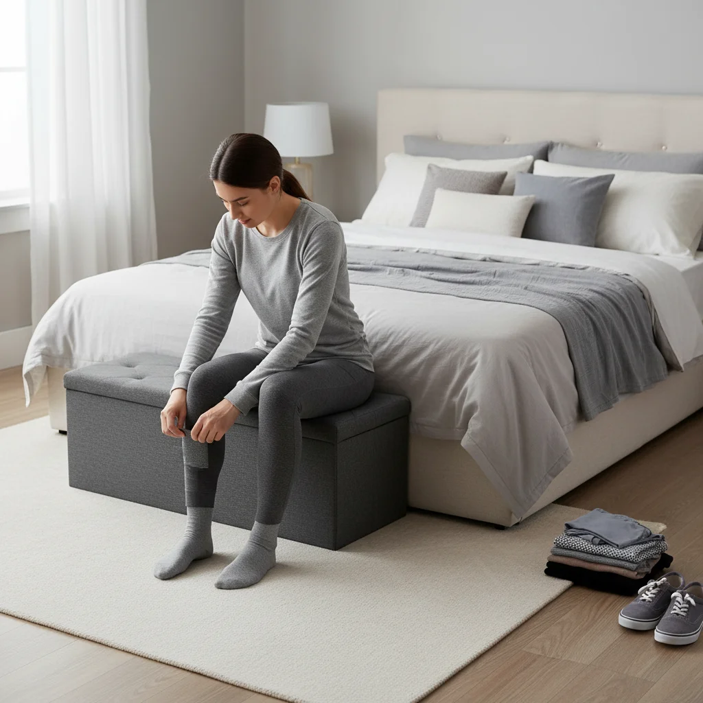 مقعد عثماني للتخزين قابل للطي مع مقعد مبطن، مقعد مسند للقدمين مقاس 43 بوصة لغرفة النوم أو غرفة المعيشة، يدعم 660 رطلًا #3