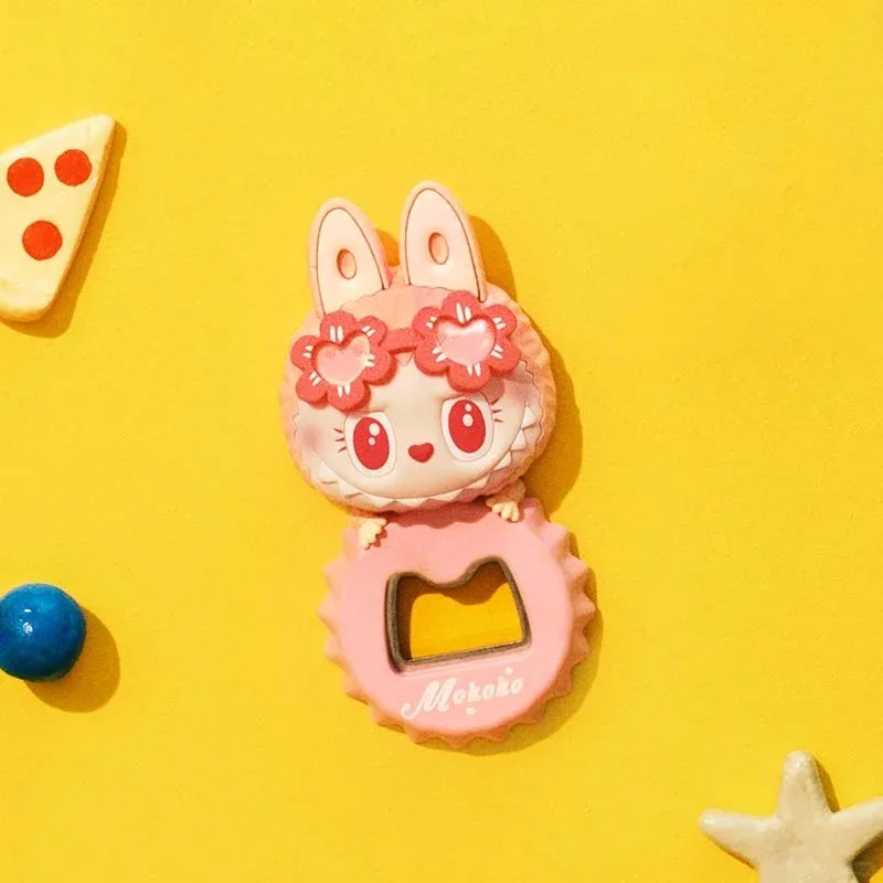 Originale POPMART Labubu Mokoko Serie Estiva Apribottiglie Magneti per Frigo Squisita Scatola Cieca Kawaii Anime Azione Regalo A Sorpresa