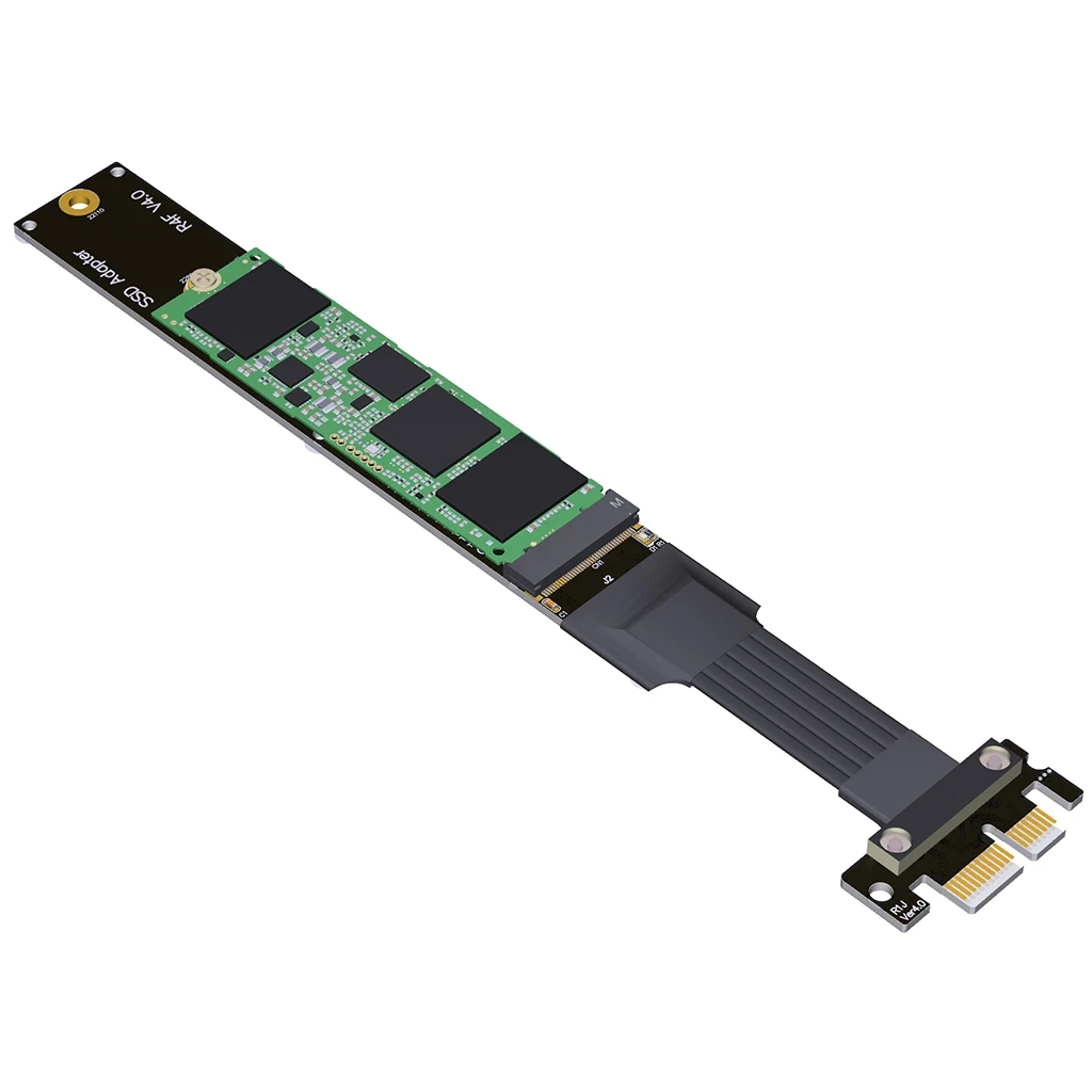 M.2 Key M SSD to PCIe 3.0 4.0 x1 PCI-Express Adapter Riser Card Flexible Flat Cable for M2 NVMe Solid State Extension Cable