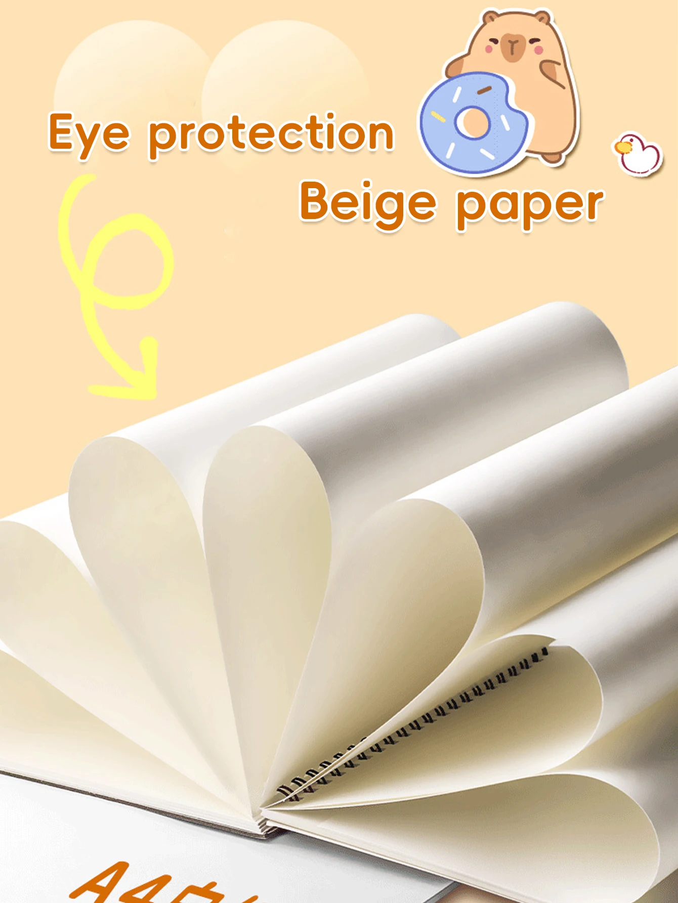 1 Stück Kawai Capybara Bilderbuch A4 verdickt 50 Blatt Papier Kinder leere Skizze Kunst Schule Schüler Zeichenzubehör – Detail 4