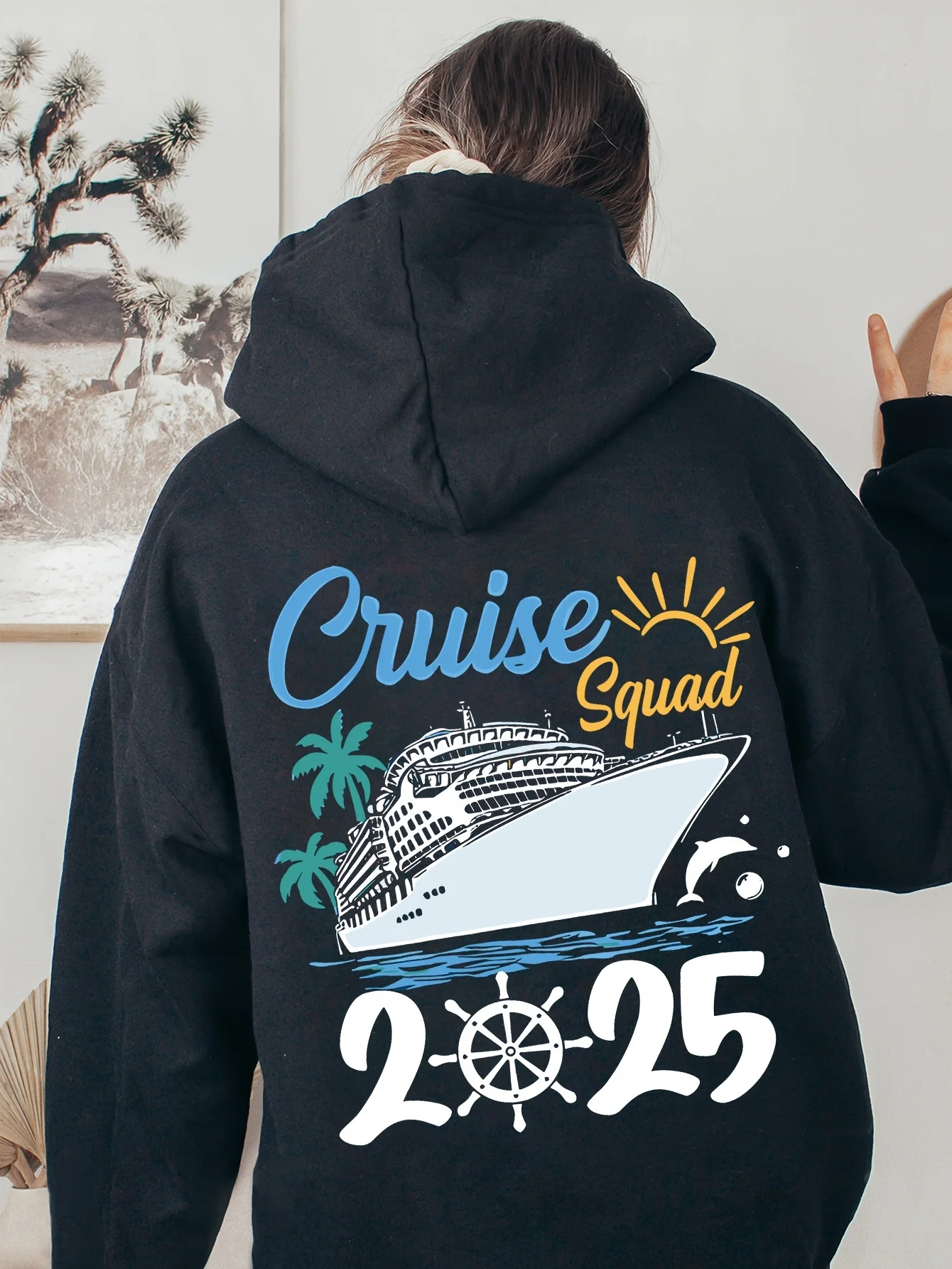 

Cruise Squad 2025 Graphic Printing Autumn and Winter Cotton Hoodie for Men and Women Leisure Outdoor Street Sports Training