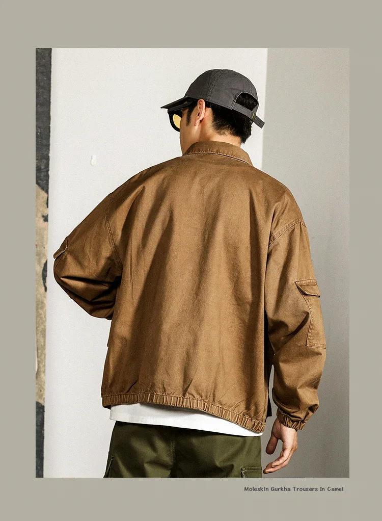 2023 Maden Vintage Paris Buckle Jackets for Men Loose Cotton Solid Coat Workwear Casual Fashion Man Clothing