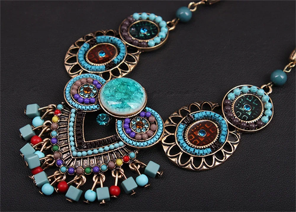 Charm Ethnic Multi-layer Colors Beads Gem Handmade Bohemia Design Necklace for Woman Female Jewelry Exaggerated Accessories