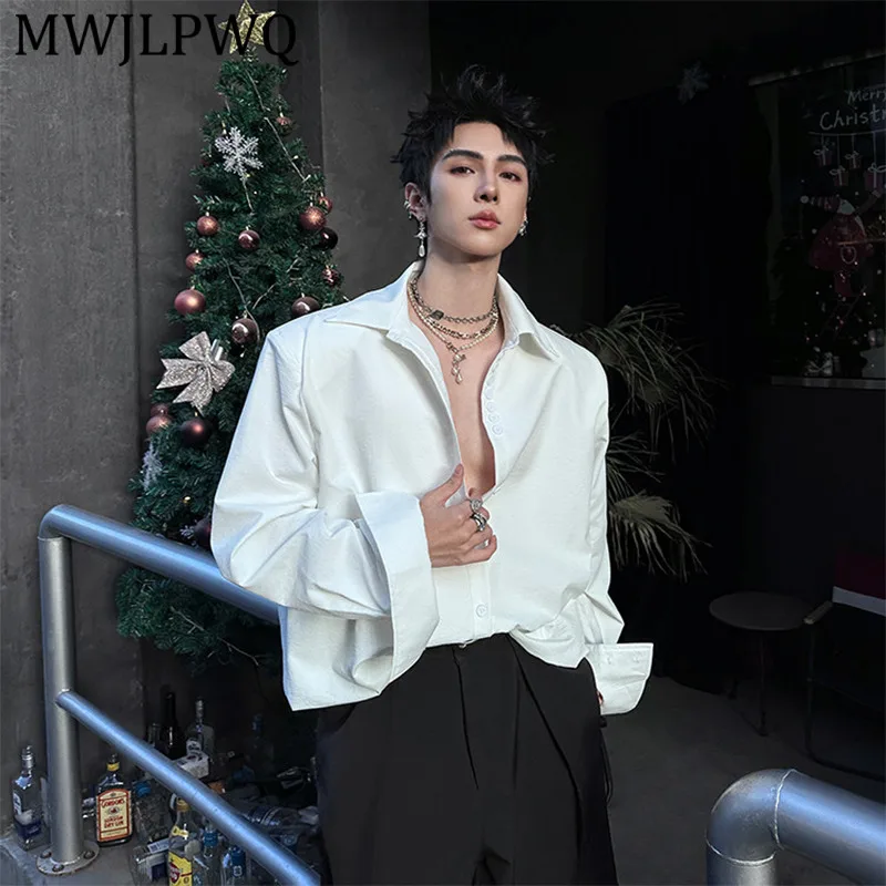 

MWJLPWQ Street Button Design Long Sleeve Men's Shirt Casual Turn-Down Collar Loose Ins Tops 2026 Spring Autumn Trendy New 13213