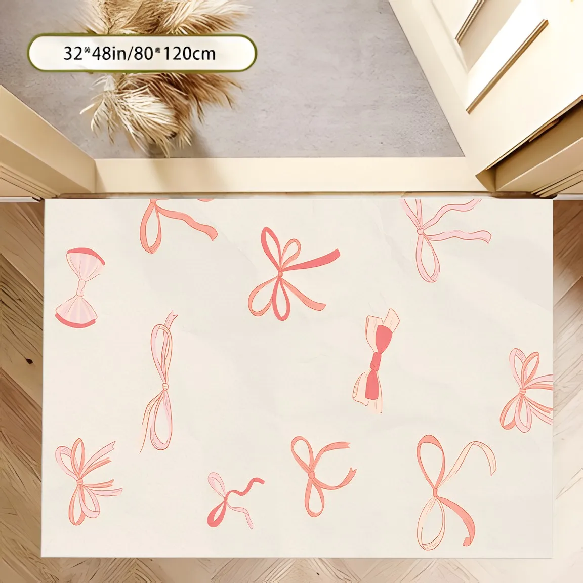 2D Hand-Painted Pink Bow Rug Sweet Style Bedroom Living Room Walk-In Closet Home Decor