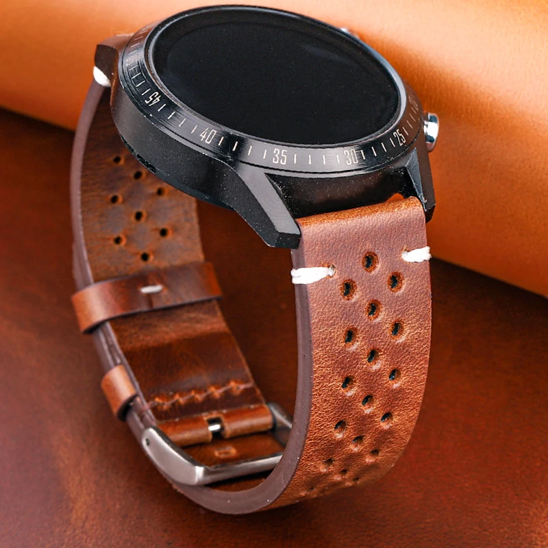 Retro Handmade Watch Band Oil Wax Genuine Leather 18mm 20mm 22mm 24mm Men Wrist Strap Black Brown Yellow Green Bracelet