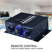 AK-170 Mini HiFi Stereo Audio Amplifier Bluetooth LED 200W+200W 12V Dual Channel Power Home Car Amp with RCA Input Amplificador