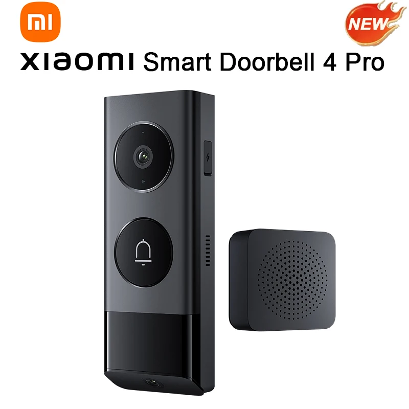 

Оригинальный умный дверной звонок Xiaomi 4 Pro HD Инфракрасное ночное видение 5 МП с двумя объективами 150 Широкоугольный видеодомофон 32 ГБ для Mi Home APP