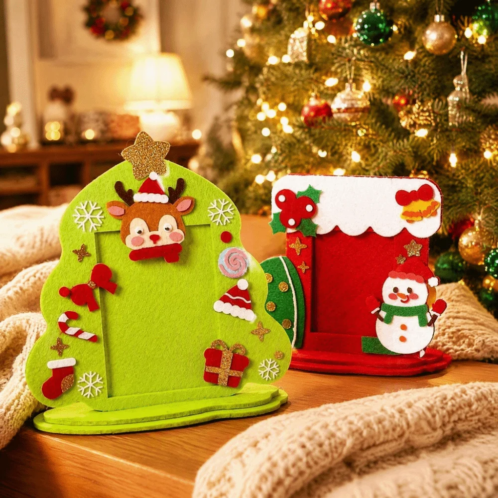 Santa Claus DIY Christmas 4in Frame Christmas Stocking Christmas Tree Xmas Non-Woven Photo Frame Handmade Elk Christmas