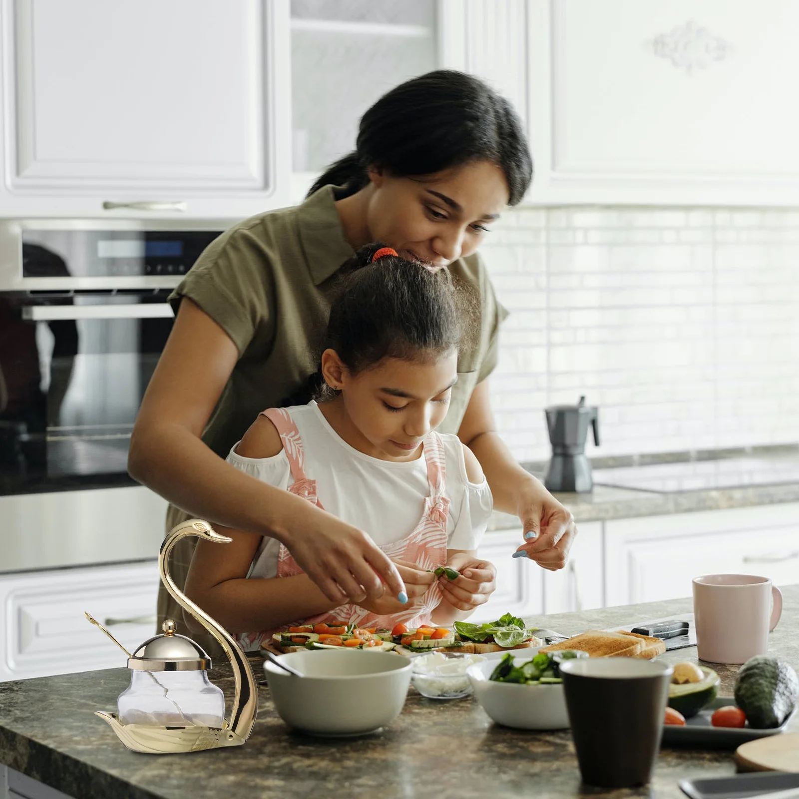 

1Pcs Swan Rack Salt Jar High-Quality Zinc Alloy Glass Material Perfect Kitchen Assistant Practical Easy Clean