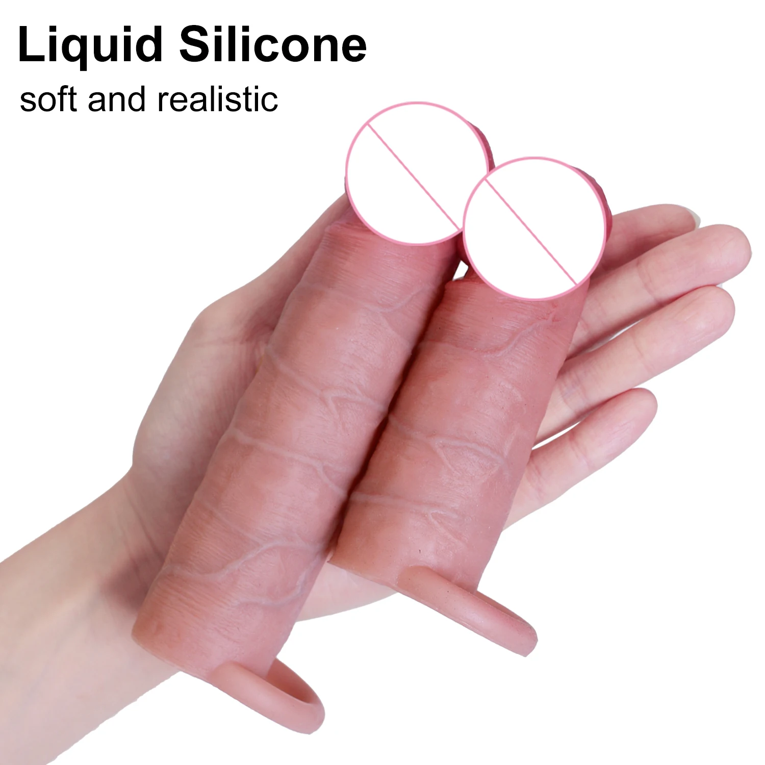 Men Sex Toy Liquid Silicone Skin Feel Penis Sleeve with Cock Ring Realistic Dildo Entender Erotic Sex Product Flexibility