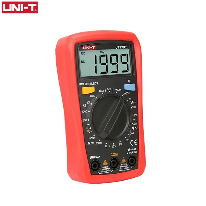 UNIT UT33B+ Mini Digital Multimeter AC DC Voltmeter Ammeter 2000 Counts Battery Test Meter Multitester Resistance ohm Tester