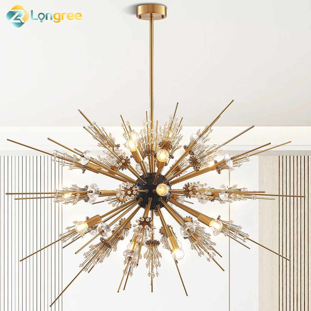 

Longree Sputnik Chandelier 17-Lights Gold Starburst Crystal Chandelier Light Fixture for Living Room Bedroom Entryway Foyer