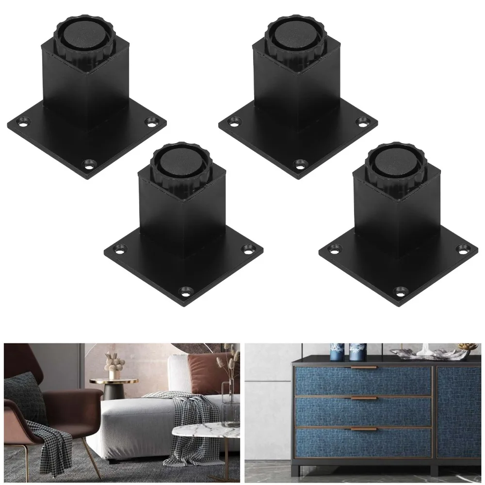 

Комплект из 4 черных регулируемых мебельных ножек из алюминиевого сплава, прочные, 60 мм/80 мм, квадратные, для шкафов и книжных полок