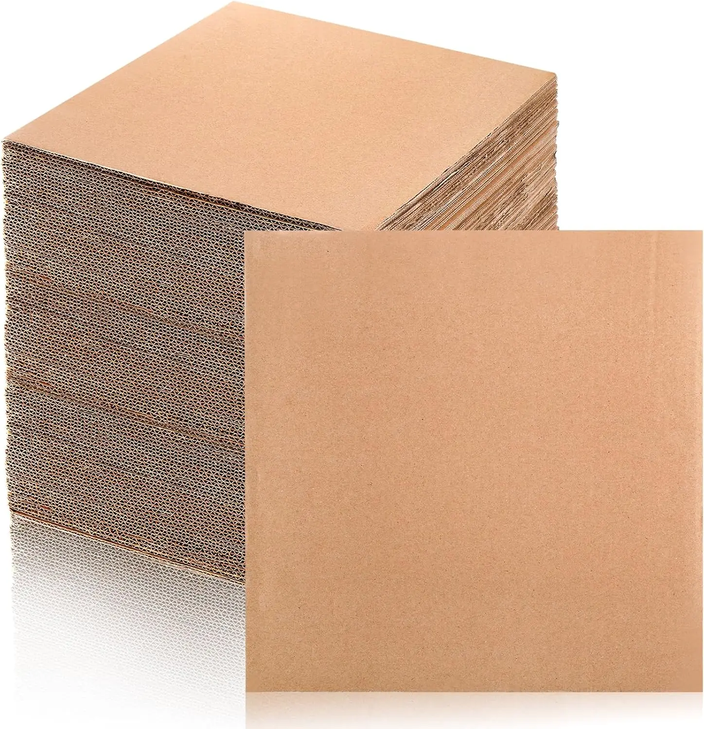 

50 Pack Corrugated Cardboard Sheets 2mm Thick, 12x12 Flat Inserts for Mailing, Packing, Shipping, Craft, Brown