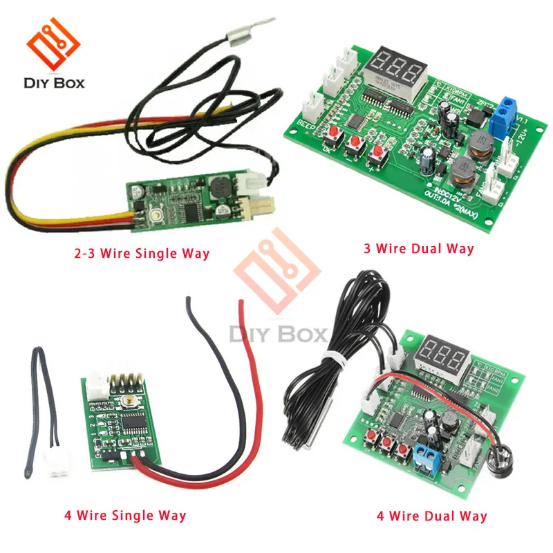 DC 12V 3/4 Wire PWM Fan Temperature Control Speed Controller Single/Dual Way Speed Controller Temperature Control Governor