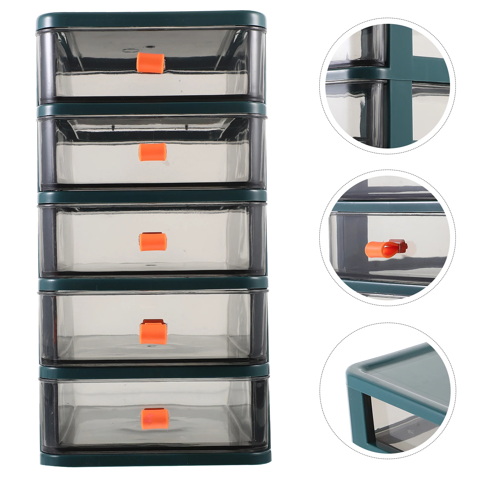 

Green 5-Layer Storage Box Desktop Organizer Makeup Cotton Swabs Lipsticks Large Capacity Plastic Drawer Stationery Office