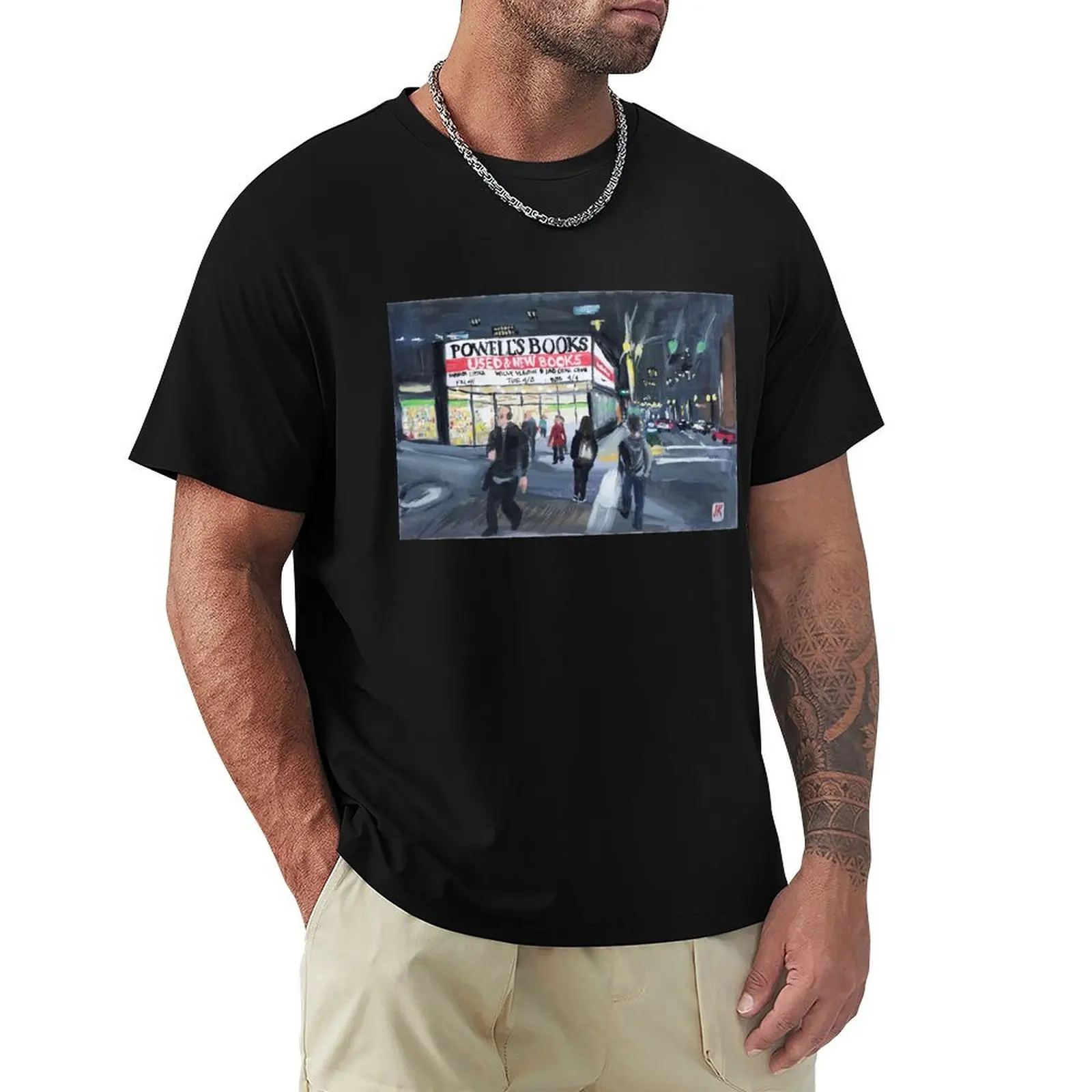 Powell’s City of Books - Portland, OR T-Shirt man t shirt cotton high quality T-Shirt