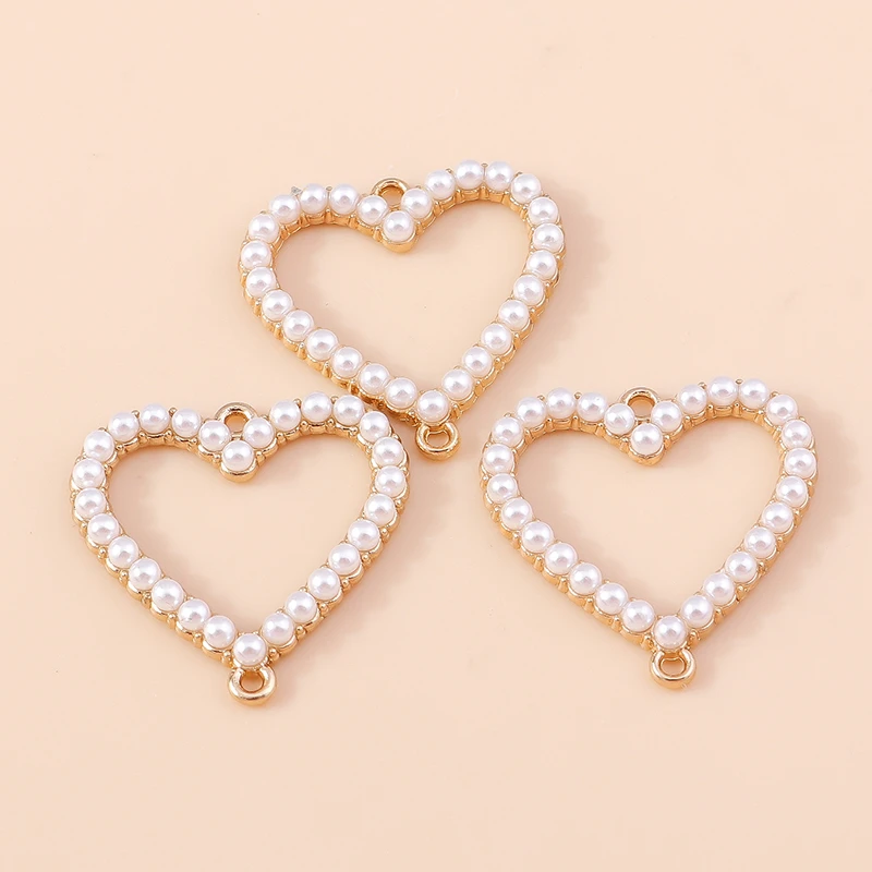 20 Stück Imitationsperle Metall Hohl Liebe Herz Charms Verbinder für Schmuckherstellung DIY Armbänder Halsketten Handarbeit Handwerk Geschenke – Detail 3