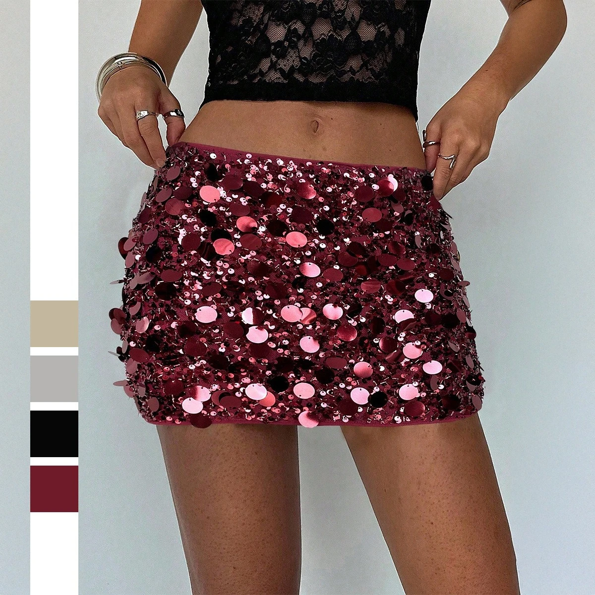 

Women's Sequin Short Skirts Y2K Pencil Luxury Skirt Mid Waist Mini Skirt Sparkly Glitter Party Mini Skirt Bodycon Short Dresses
