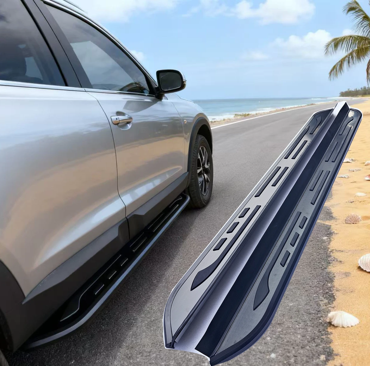 2 قطعة مناسبة ل Volkswagen VW ID.4 2020-2025 لوحات الجري خطوات جانبية Nerf Bar أسود XM دواسة ألومنيوم (مع الأقواس) #1