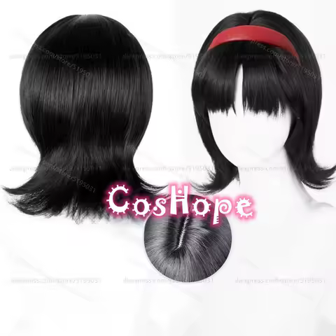 Mima Cosplay Wig 36cm Short Mavis Black Wig Cosplay Anime Cosplay Wigs Heat Resistant Synthetic Wigs for Costume