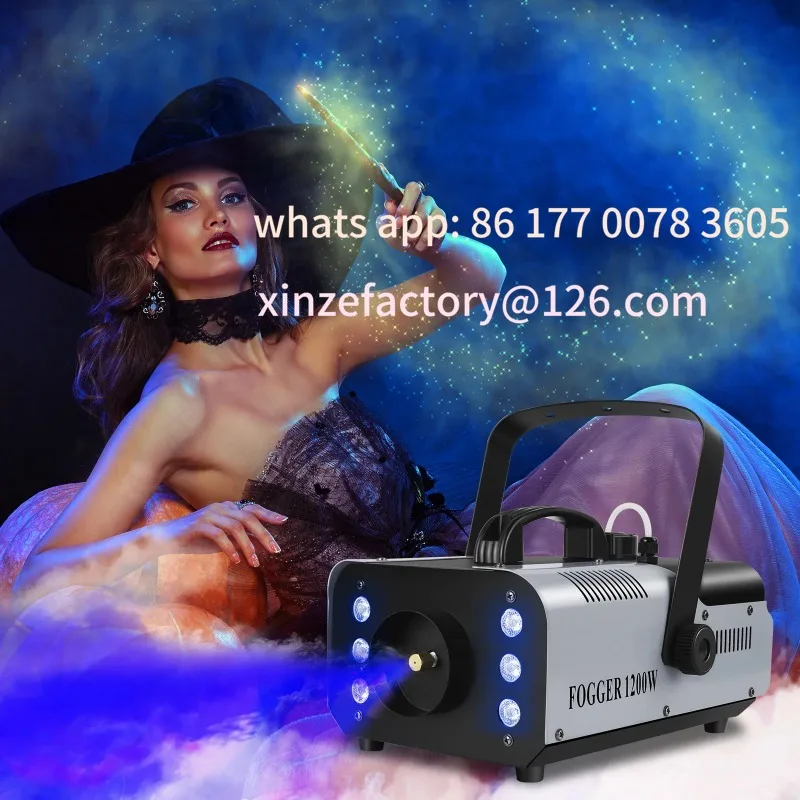 Aanpasbare Ejector Disco Kleurrijke Rookmachine DJ Kerstfeest Effecten Podium U'King 1200W Rookmachine 6LEDs Remote Fogger