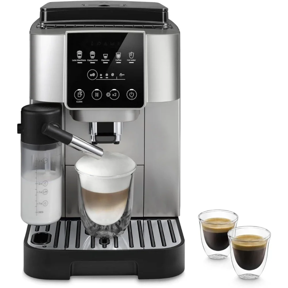 

Espresso & Coffee Machine with Automatic Milk Frother, One Touch Latte, Cappuccino, Built-in Grinder, Portable Coffee Maker