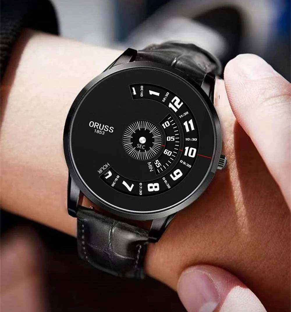 Мужские часы с кожаным ремнем, высококачественные, прочные, простые, модные, молодежные, новые технологические мужские часы