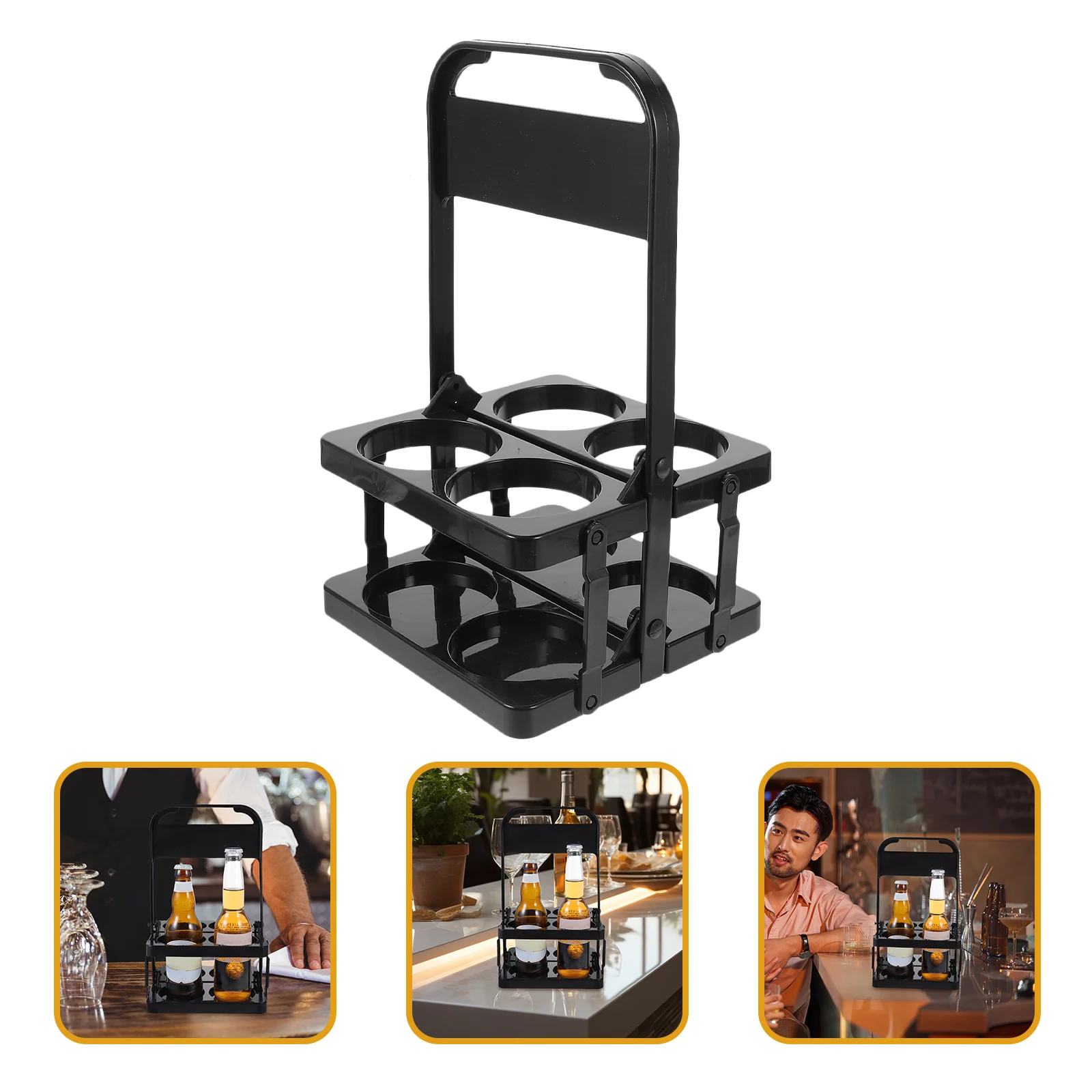 Drinks Basket Coffee Cup Holder Reusable Drink Holder with Handle Bottled Handheld Rack Foldable Folding Beverage Carrier Pp