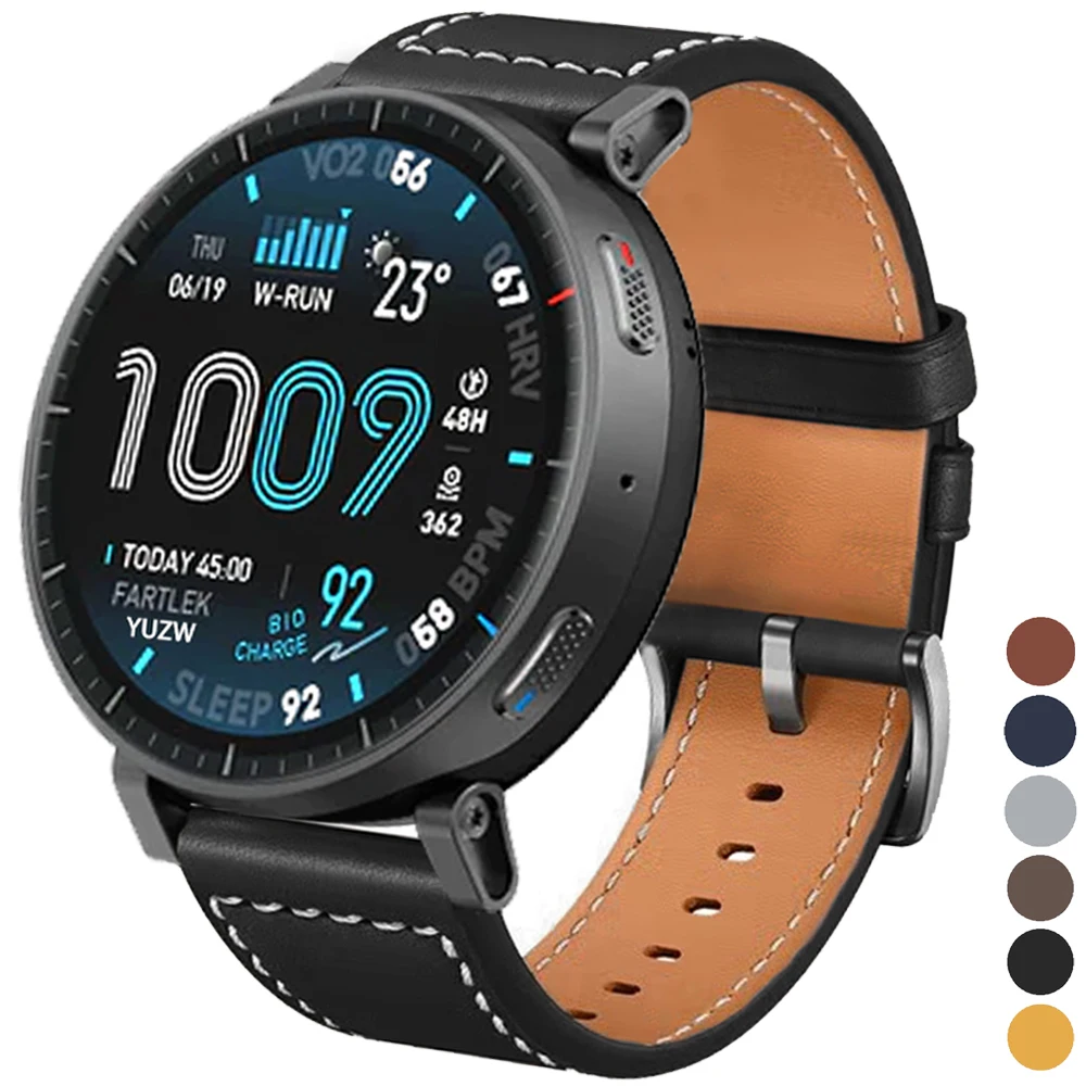 Bracelet en cuir de remplacement, 20mm 22mm, pour Huami Amazfit Active Max 48mm/Active 2/BALANCE 2/Bip 6 5 UNITY
