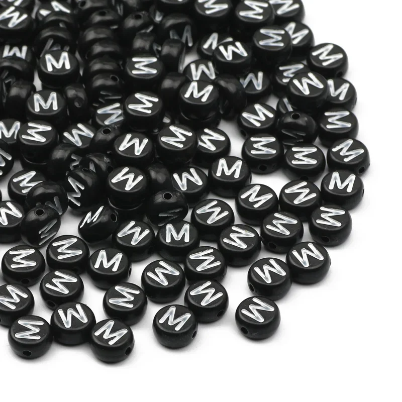 100-500PCS Schwarz Runde Acryl Buchstaben Perlen A-Z Alphabet Lose Perlen Für Schmuck Machen DIY Halskette Armband handgemachte Handwerk – Detail 15