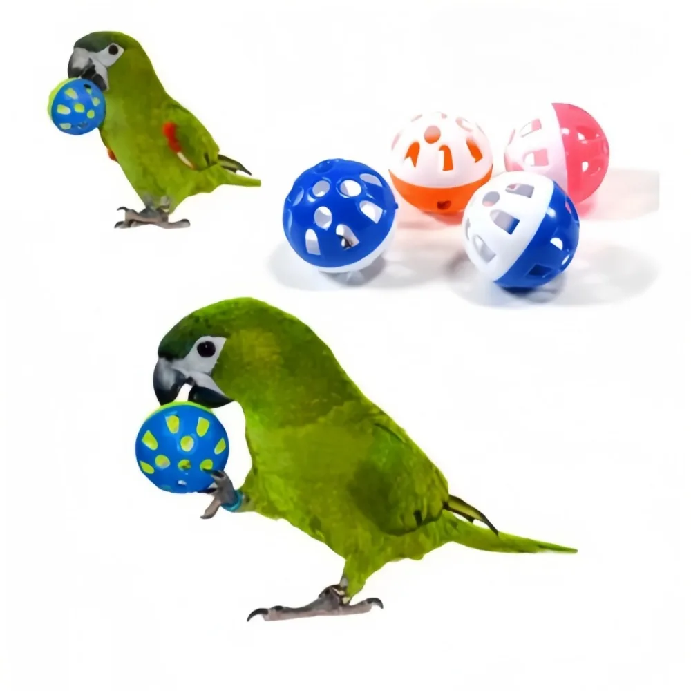 5pcs Pet Parrot Cat Plastic Toy Balls Colored Hollow Bell Ball Parakeet Chew Birdcage Fun Interaction Toys for Pet Bird Supplies - view 6