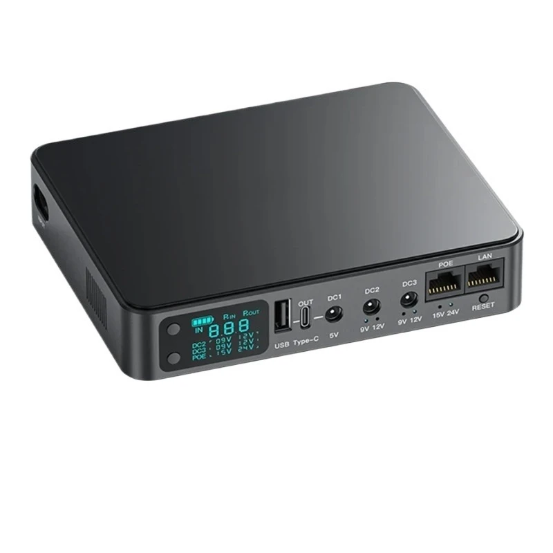 Mini DC UPS Power Bank with 21700 Cells Dual 5V 9V 12V Output 10400mAh Emergency Power for Router Optical Cat Device
