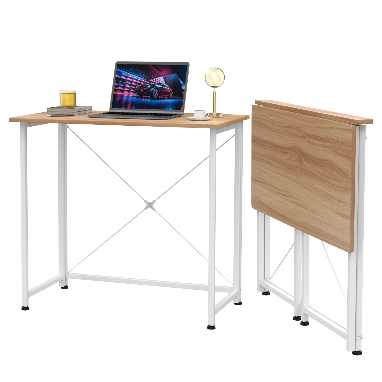 Escritorio Plegable, Mesa de Computadora Plegable, Escritorio Plegable para Espacios Pequeños, Mesa Plegable para el Hogar y Escritorio, 80x45x75cm